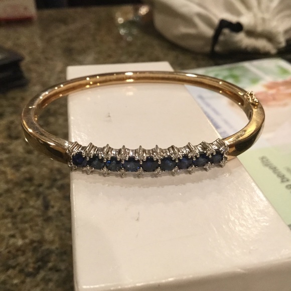 4.55tcw Sapphire & Diamond Bangle Bracelet 14K 14K Sapphire and Diamond Bangle Bracelet